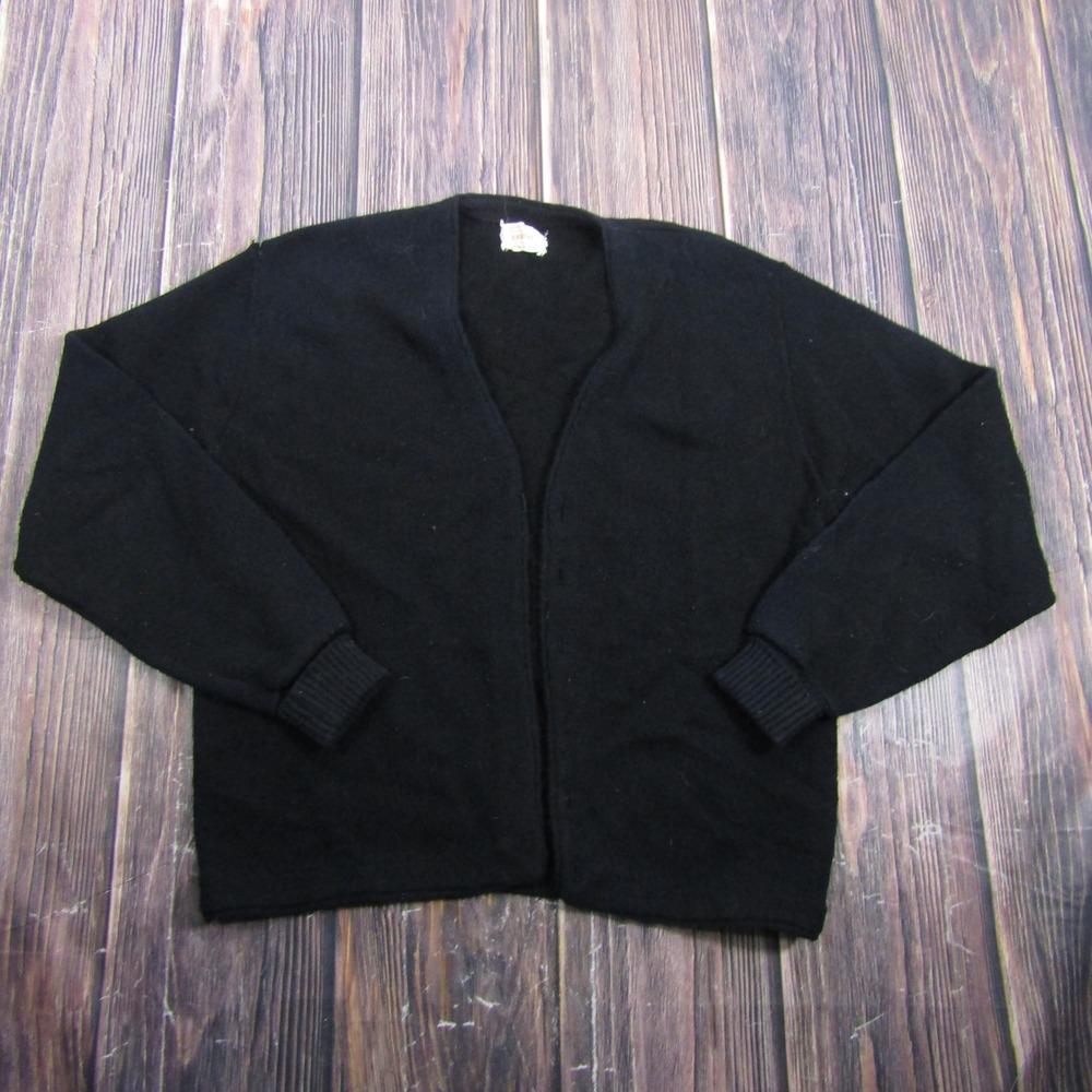 Brent Cardigan Sweater Womens XL Black Vintage Montgomery Orlon Acrylic Knit 90s